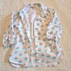 Toffyhouse girls size 4 years white blouse with flower design EUC